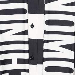 Pre Owned Moschino Couture Monochrome Printed Silk Neck Tie Detail Sleeveless Shirt M