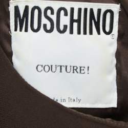 Pre Owned Moschino Couture Black/Brown Crepe & Lace Bow Detail Mini Dress L