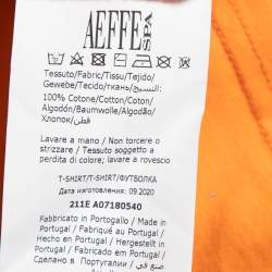 Pre Owned Moschino Couture Orange Logo Printed Cotton Half Sleeve T-Shirt L