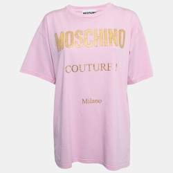 Moschino Couture Pink Cotton Logo Print T-Shirt M