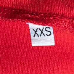 Moschino Couture Red Cotton Knit Logo Embroidered Oversized T-Shirt XXS