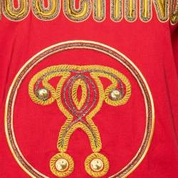 Moschino Couture Red Cotton Knit Logo Embroidered Oversized T-Shirt XXS