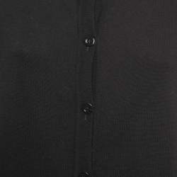 Moschino Couture Black Logo Patterned Wool Button Front Cardigan M