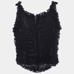 Pre Owned Moschino Couture Vintage Black Crochet Corset Top M