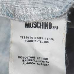Pre Owned Moschino Couture Blue Denim Print Cotton Crew Neck T-Shirt XL