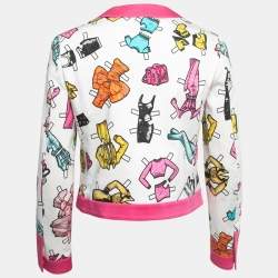 Pre Owned Moschino Couture White/Pink Printed Cotton Jacket M