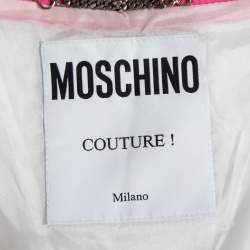 Pre Owned Moschino Couture White/Pink Printed Cotton Jacket M