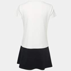 Pre Owned Moschino Couture White Cotton Knit Contrast Hem Mini Dress S