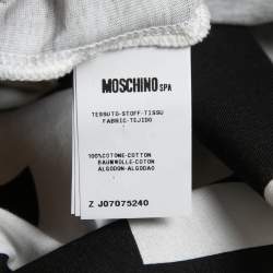 Pre Owned Moschino couture Monochrome Logo Printed Cotton Knit T-Shirt L