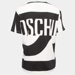 Pre Owned Moschino couture Monochrome Logo Printed Cotton Knit T-Shirt L