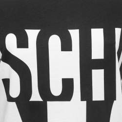 Pre Owned Moschino couture Monochrome Logo Printed Cotton Knit T-Shirt L