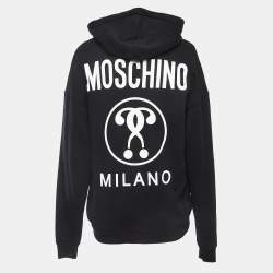 Pre Owned Moschino Couture Black Logo Print Cotton Hoodie L
