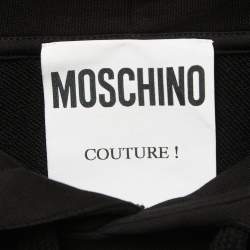 Pre Owned Moschino Couture Black Logo Print Cotton Hoodie L