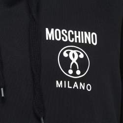 Pre Owned Moschino Couture Black Logo Print Cotton Hoodie L