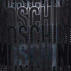 Pre Owned Moschino Couture Black Logo Studded Cotton Knit Mini Dress S