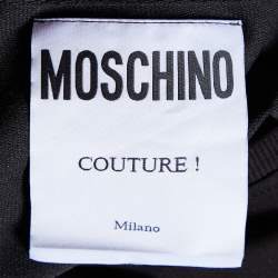 Pre Owned Moschino Couture Black Logo Studded Cotton Knit Mini Dress S