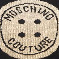 Pre Owned Moschino Couture Black Logo Patterned Wool Blend Sweater S