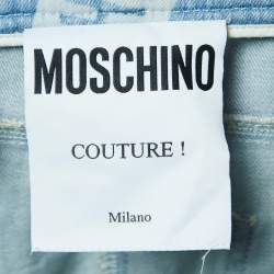 Moschino Couture Blue Logo Patterned Denim Jeans M Waist 32"