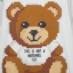 Pre Owned Moschino Couture White Logo Print Cotton Crew Neck Half Sleeve T-Shirt XS