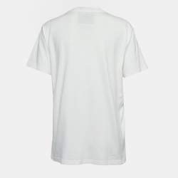 Pre Owned Moschino Couture White Logo Print Cotton Crew Neck Half Sleeve T-Shirt XS