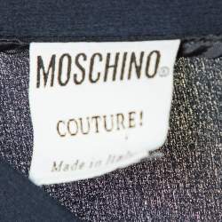 مملوكة مسبقًا Moschino Couture Navy Blue Silk Chiffon Pleated Detail Maxi Skirt M
