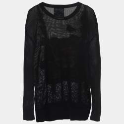 Pre Owned Moschino Couture Black Mesh Floral Teddy Bear Jumper L