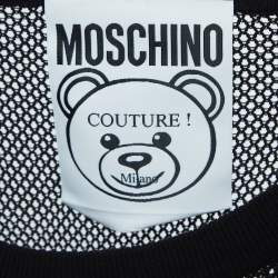 Pre Owned Moschino Couture Black Mesh Floral Teddy Bear Jumper L