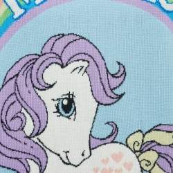 Pre Owned Moschino Couture X My Little Pony Blue Logo Intarsia Knit Sweater M