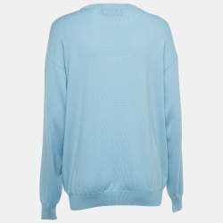 Pre Owned Moschino Couture X My Little Pony Blue Logo Intarsia Knit Sweater M