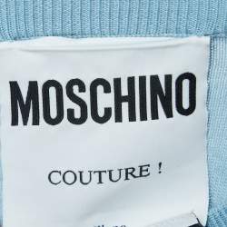 Pre Owned Moschino Couture X My Little Pony Blue Logo Intarsia Knit Sweater M