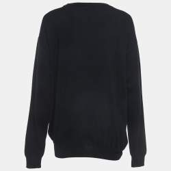 Pre Owned Moschino Couture Black Logo Detail Wool Sweater M