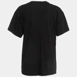 Pre Owned Moschino Couture  Black Logo Print Cotton Half Sleeve T-Shirt XS