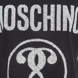 Pre Owned Moschino Couture  Black Logo Print Cotton Half Sleeve T-Shirt XS