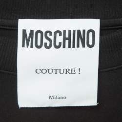 Pre Owned Moschino Couture Black Cherry Pie Print Cotton Long Sleeve Jumper Dress S