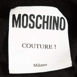 Pre Owned Moschino Couture Black Logo Intarsia Knit Crewneck Mini Dress XS