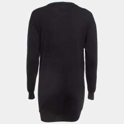Pre Owned Moschino Couture Black Logo Intarsia Knit Crewneck Mini Dress XS