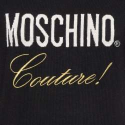Pre Owned Moschino Couture Black Logo Intarsia Knit Crewneck Mini Dress XS