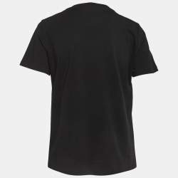 Pre Owned Moschino Couture Black Logo Embroidered Cotton Half Sleeve T-Shirt M