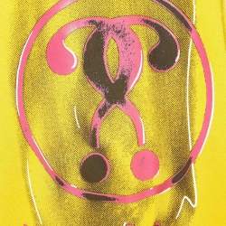 Moschino Couture Yellow Contrast Logo Print Jersey Oversized Hoodie S