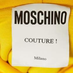 Moschino Couture Yellow Contrast Logo Print Jersey Oversized Hoodie S