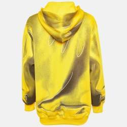 Moschino Couture Yellow Contrast Logo Print Jersey Oversized Hoodie S