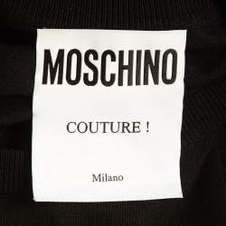Pre Owned Moschino Couture Black Caution Print Cotton Sweatshirt M