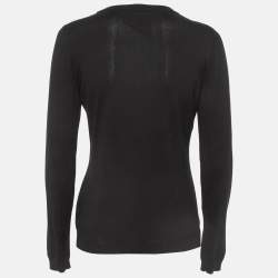 Pre Owned Moschino Couture Black Caution Print Cotton Sweatshirt M