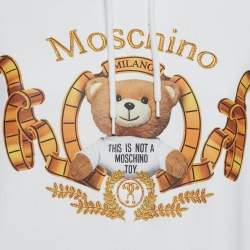 Pre Owned Moschino Couture White Teddy Print Cotton Hoodie S