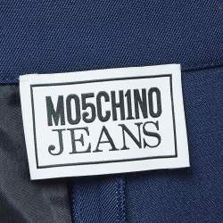 Pre Owned Moschino Mo5ch1no Jeans Navy Blue Gabardine Buckle-Up Shorts M