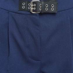 Pre Owned Moschino Mo5ch1no Jeans Navy Blue Gabardine Buckle-Up Shorts M