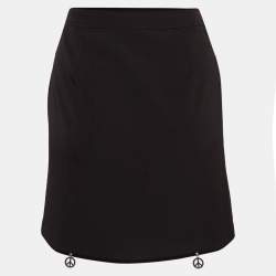 Pre Owned Moschino M05CHIN0 Jeans Black Stretch Crepe Zipper Detail Mini Skirt S