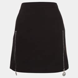 Moschino M05CHIN0 Jeans Black Stretch Crepe Zipper Detail Mini Skirt S