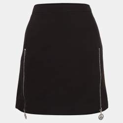 Moschino M05CHIN0 Jeans Black Stretch Crepe Zipper Detail Mini Skirt S