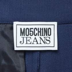 Moschino Mo5ch1no Jeans Navy Blue Gabardine Buckle Detail Shorts S